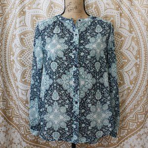 LUCKY BRAND Sheer Long Sleeve Top Blouse